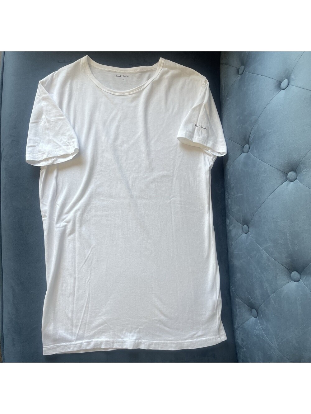 Paul Smith Men's S White Cotton TShirt Tee Short Sleeve Crew Neck Spellout Logo
